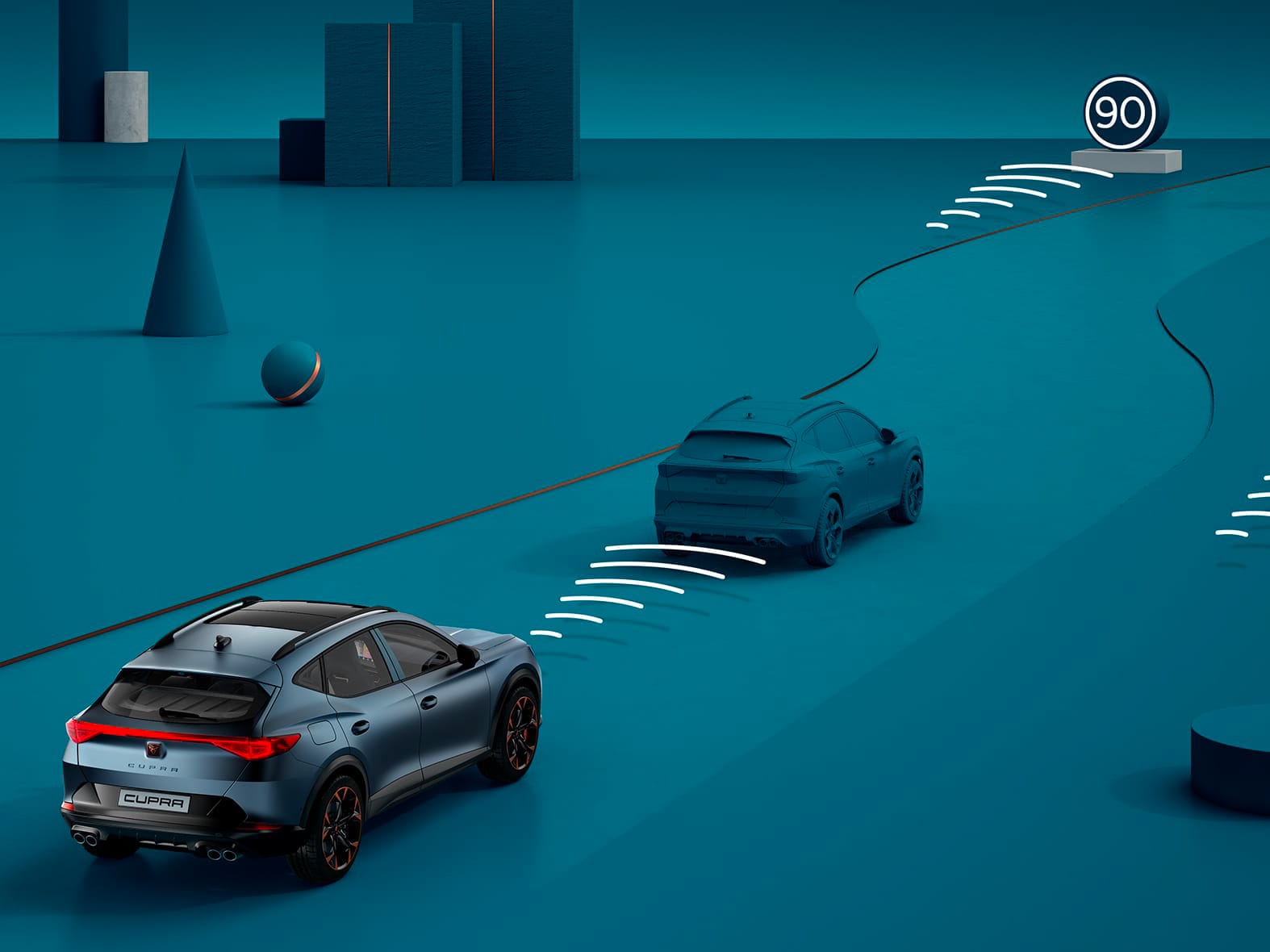 Sistema di controllo della velocità della auto difronte della nuova station wagon sportiva CUPRA Leon Sportstourer e-HYBRID Family 