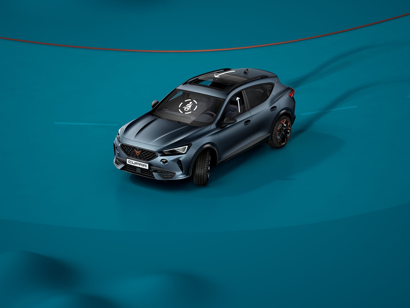 pre-crash assist di nuova CUPRA Leon 5 porte e-HYBRID che  riduce gli effetti di un impatto