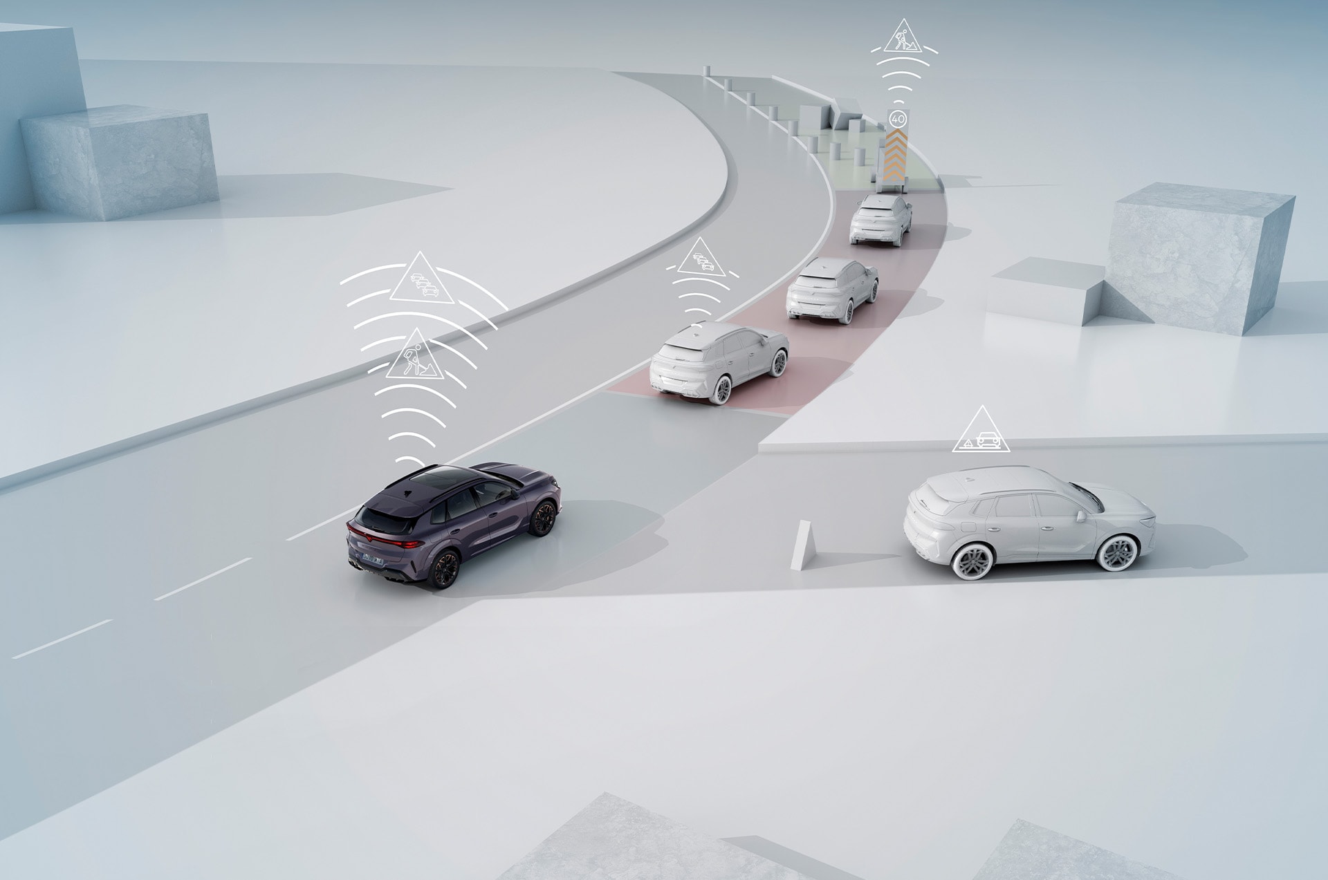 CUPRA Terramar con tecnologia CAR2X, per una maggiore sicurezza stradale connessa.