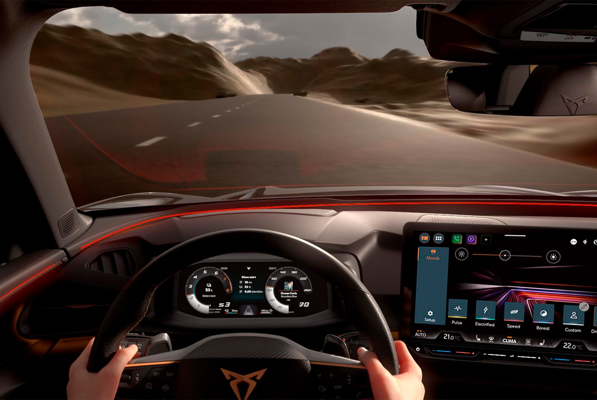 Animazione della tecnologia Smartlight nella CUPRA Terramar.